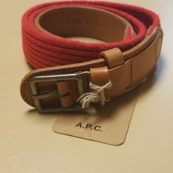 A.P.C. Belt Red with Leather trim 34